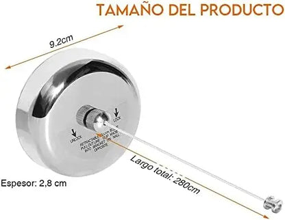 Tendedero De Ropa Retractil 2.5 Metros Acero Cuerda En Nylon.